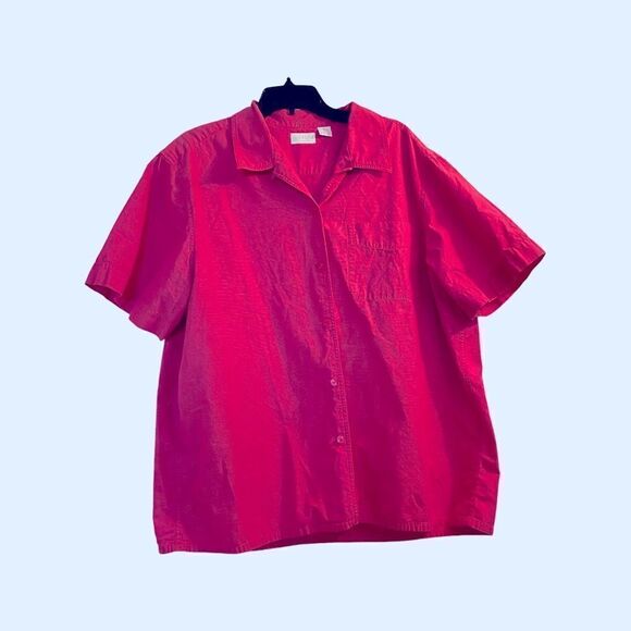 Elisabeth Liz Claiborne Pink Cotton Short Sleeve Top Sz 20 - Picture 6 of 6